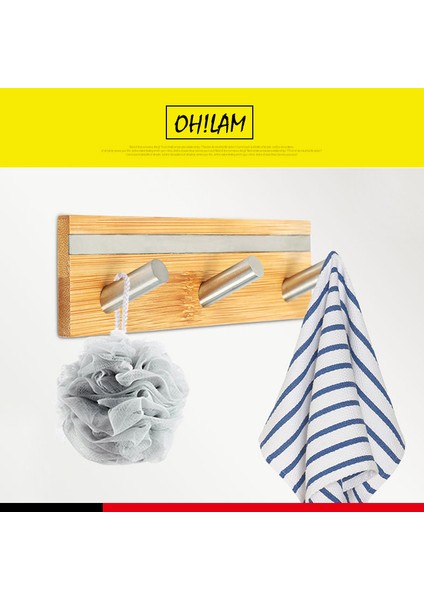 Sarı Yapışkanlı Doğal Bambu Paslanmaz Çelik Kanca Duvar Elbise Çantası Kulaklık Anahtar Askı Mutfak Banyo Kapısı Havlu Paslanmaz Raf (Yurt Dışından)
