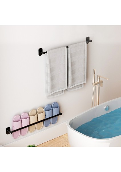 Siyah 50CM Havluluk Porte Serviette Banyo Duş Askısı Toallero Cocina No Matkap Duvara Monte Aksesuarlar Modern Dekor Tasarım Fikirleri (Yurt Dışından)