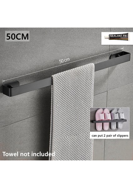 Siyah 50 cm 1 Parça Paslanmaz Çelik Duvara Monte Banyo Havlu Askısı Mutfak Tuvalet Çeşitli Eşyalar Terlik Depolama Raf Ev Gereçleri (Yurt Dışından)