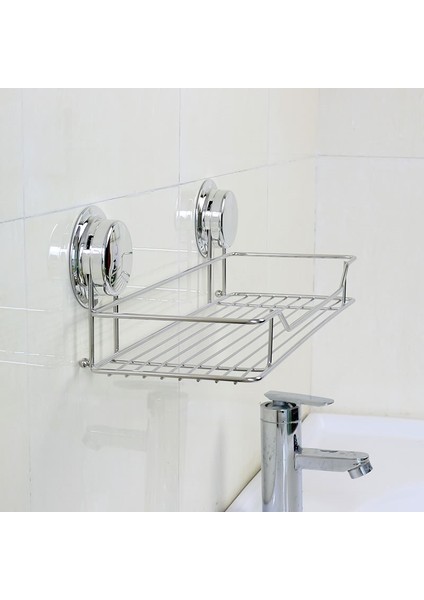 Gümüş Emme Kupası 2023 Banyo Vantuz Rafı Paslanmaz Çelik Emme Duvar Rafı Güçlü Vakum Emme Basıncı ile (Yurt Dışından)