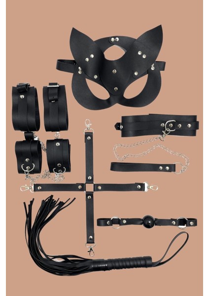 Aria's Closet Siyah 7'li Deri Harness Set