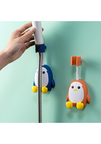 Gri Banyo Başlığı Yumruksuz Iyi Yapıştırıcı Düzeltme Karikatür Penguen Evrensel Duş Standı Duş Başlığı Standı Otel Için (Yurt Dışından)