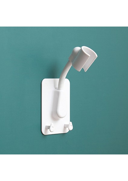 Beyaz 360° Duş Başlığı Tutucu Ayarlanabilir Kendinden Yapışkanlı Duş Başlığı Braketi Duvara Montaj 2 Kanca Standı Spa Banyo Evrensel Abs 1 Adet (Yurt Dışından)