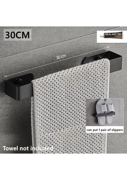 Siyah 30 cm 1 Parça Paslanmaz Çelik Duvara Monte Banyo Havlu Askısı Mutfak Tuvalet Çeşitli Eşyalar Terlik Depolama Raf Ev Gereçleri (Yurt Dışından)