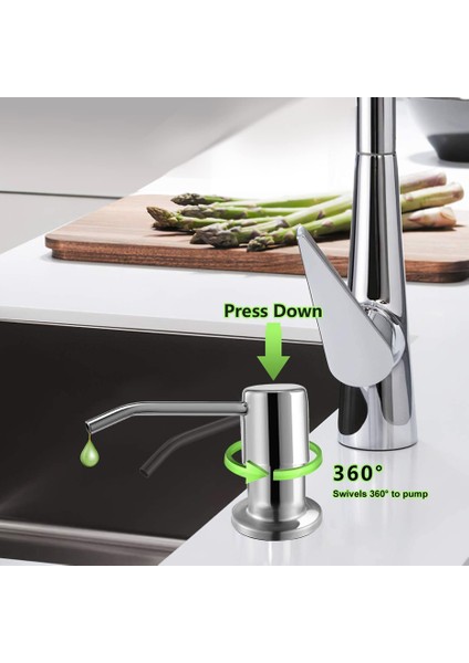 Gümüş 500 ml Mutfak Lavabo Sıvı Sabunluk Pompaları Paslanmaz Çelik Banyo Losyon Deterjan Dahili Sabunluk Uzatma Tüpü Acce (Yurt Dışından) fırsatları
