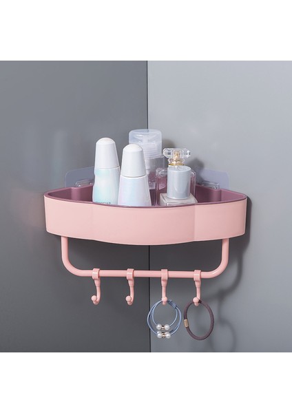 Pembe Yumruk Duvar Köşe Banyo Rafları Raf Kanca Banyo Aksesuarları Şampuan Duş Raf Tutucu (Yurt Dışından)