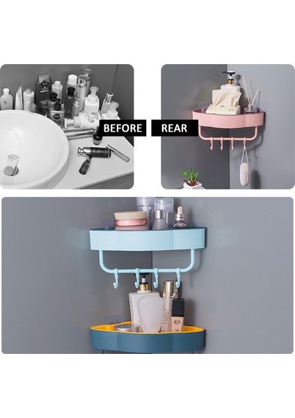 Pembe Yumruk Duvar Köşe Banyo Rafları Raf Kanca Banyo Aksesuarları Şampuan Duş Raf Tutucu (Yurt Dışından) fırsatları