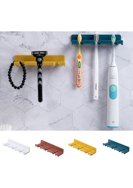 Kırmızı Diş Fırçası Duvara Monte Tutucu Yapışkanlı Lif Kabağı Organizatör Askılı Kancalar Banyo Depolama Rafları Yüksek Kalite (Yurt Dışından) fiyatları