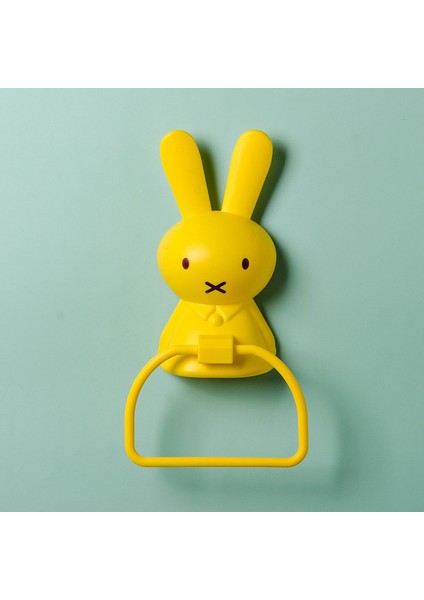 Sarı Tavşan Çocuk Havlu Askısı Iz Bırakmayan Plastik Raf Su Geçirmez Karikatür Asma Rafı Deliksiz Duvara Monte Havlu Askısı (Yurt Dışından)