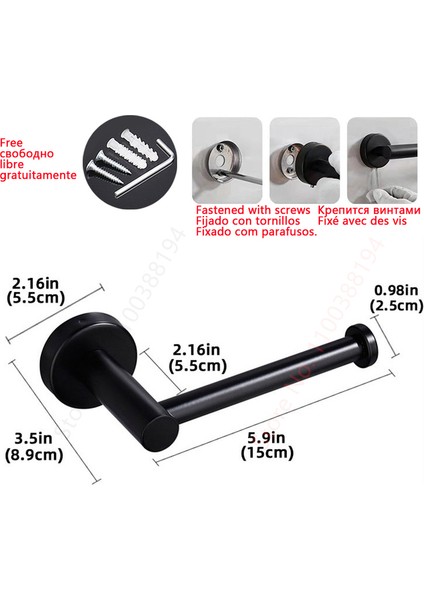 Vida Sabitleme Siyah Yapışkanlı Tuvalet Rulo Kağıt Tutucu Organizatör Duvara Montaj Depolama Standı Mutfak Banyo No Matkap Doku Havluluk Paslanmaz (Yurt Dışından)