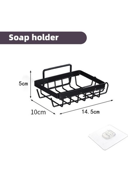 Sabunluk Mutfak Rafı Duvar No-Punch Organizatör Metal Mutfak Aksesuarları Sabunluk Diş Macunu Tutucu Banyo Depolama Ünitesi Combo Set (Yurt Dışından)