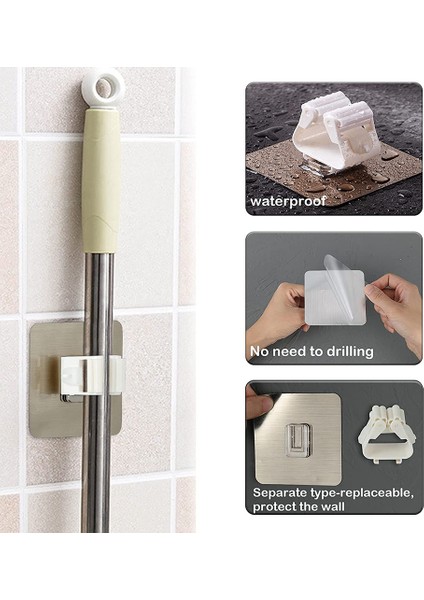 1 Siyah Paspas Tutucu Çok Amaçlı Kancalar Paspas Tutucu Duvara Monte Paspas Organizatör Süpürge Askısı Banyo Su Geçirmez Duvar Kanca Kendinden Yapışkanlı (Yurt Dışından)