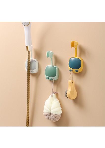 Beyaz 1 Adet Kendinden Yapışkanlı Duş Başlığı Tutucu 360° Evrensel Banyo Standı 2 Kanca ile Karikatür Duş Başlığı Braketi Banyo Malzemeleri (Yurt Dışından) indirimleri