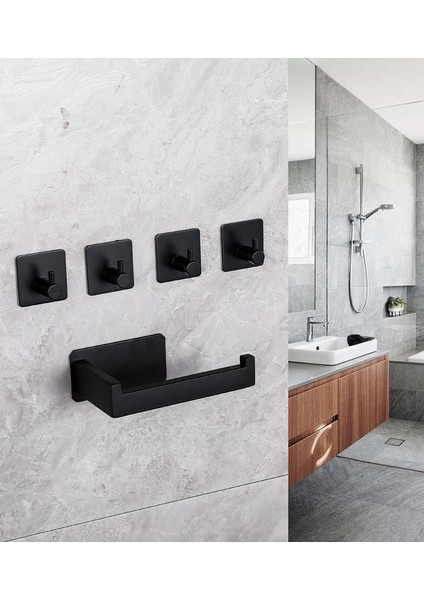 Stil 1 Paslanmaz Çelik Tuvalet Kağıtlığı Kendinden Yapışkanlı Banyo Kağıt Mendil Tutucu Siyah Kaplama Kolay Kurulum Vidasız (Yurt Dışından) fırsatları