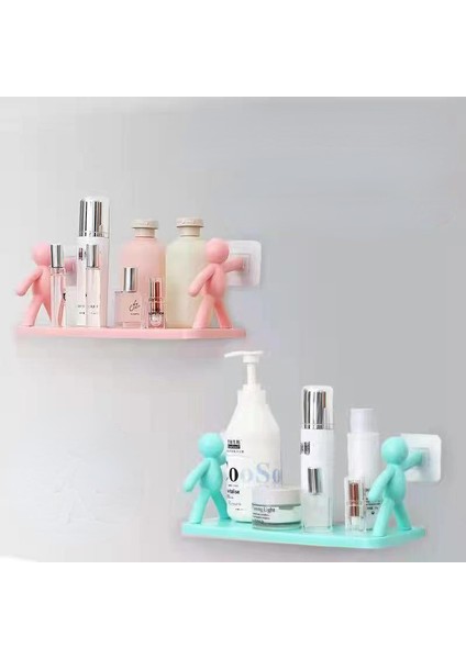 1 Adet Yeşil Banyo Rafları Balkon Mutfak Köşe Rafı Duvara Monte Banyo Sabunluk Mutfak Depolama Rafı Plastik Çivisiz (Yurt Dışından)