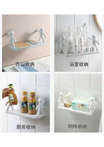 1 Adet Yeşil Banyo Rafları Balkon Mutfak Köşe Rafı Duvara Monte Banyo Sabunluk Mutfak Depolama Rafı Plastik Çivisiz (Yurt Dışından)