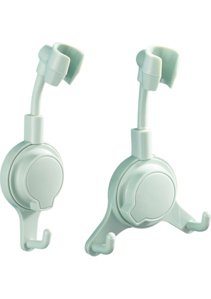 Beyaz-2 Kanca Ayarlanabilir Duş Tutucu Standı Vantuz Duş Başlığı Tutucu Duvara Montaj Duş Başlığı Braketi Banyo Desteği Douche Punch-Free (Yurt Dışından)