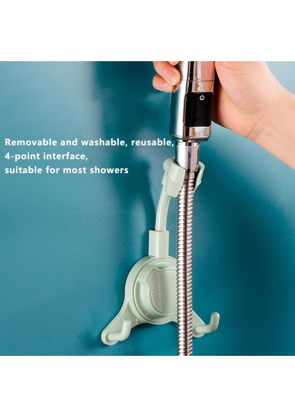 Beyaz-2 Kanca Ayarlanabilir Duş Tutucu Standı Vantuz Duş Başlığı Tutucu Duvara Montaj Duş Başlığı Braketi Banyo Desteği Douche Punch-Free (Yurt Dışından)