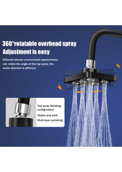 Siyah Su Akışı Yağış Duş Başlığı Su Tasarrufu Yağış Duş Başlığı Duş Sistemi Yedek Parçalar Banyo Aksesuarları (Yurt Dışından) modelleri