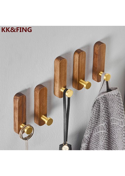 Tip 4 Kkfıng Yeni Siyah Ceviz Ceket Kancaları Duvar Asılı Banyo Kancaları Havlu ve Ceket Ahşap Kancalar Dekoratif Duvar Askı Kancaları (Yurt Dışından)