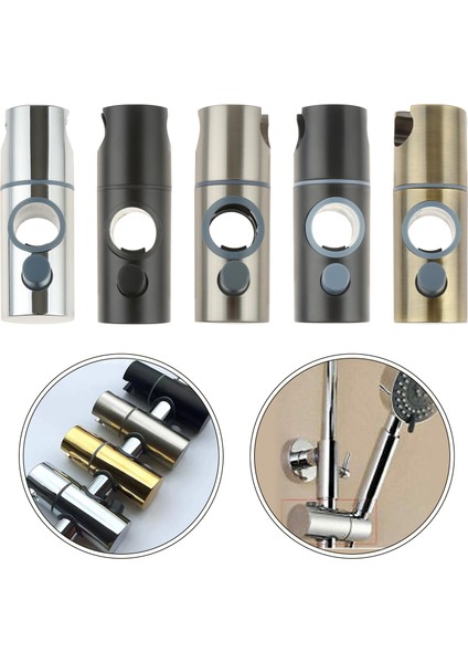 Krom Kaplama Duş Başlığı Tutucu Plastik Ayarlanabilir Banyo Duş Rayı Başlıkları Standı Banyo Bar Braketi Asılı Silindirik Kelepçe Siyah Gümüş (Yurt Dışından) modelleri