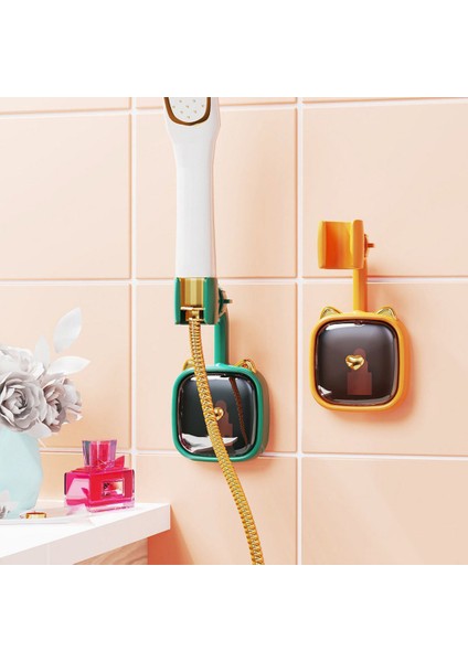 Turuncu Duş Başlığı Tutucu Banyo 360 Derece Dönebilen Duvar Braketi Sorunsuz Plastik Çıkarılabilir Nem Geçirmez Stand Yeşil (Yurt Dışından)