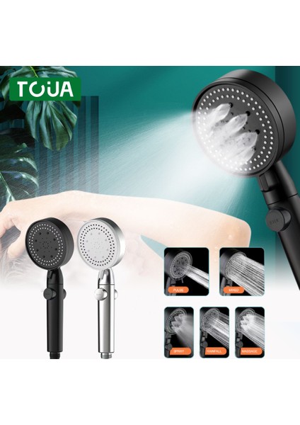 Gümüş Duş Başlığı Yüksek Basınçlı 5 Vitesli Ayarlanabilir Su Tasarrufu Tek Tuş Durdurma Su Duş Başlığı Filtresi Hortumlu Banyo Aksesuarları Seti (Yurt Dışından) fiyatları