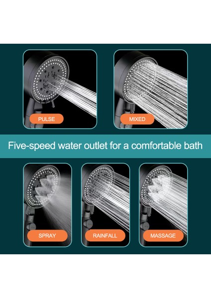 Gümüş Duş Başlığı Yüksek Basınçlı 5 Vitesli Ayarlanabilir Su Tasarrufu Tek Tuş Durdurma Su Duş Başlığı Filtresi Hortumlu Banyo Aksesuarları Seti (Yurt Dışından) modelleri