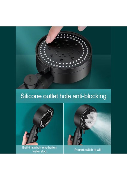 Gümüş Duş Başlığı Yüksek Basınçlı 5 Vitesli Ayarlanabilir Su Tasarrufu Tek Tuş Durdurma Su Duş Başlığı Filtresi Hortumlu Banyo Aksesuarları Seti (Yurt Dışından) indirimleri