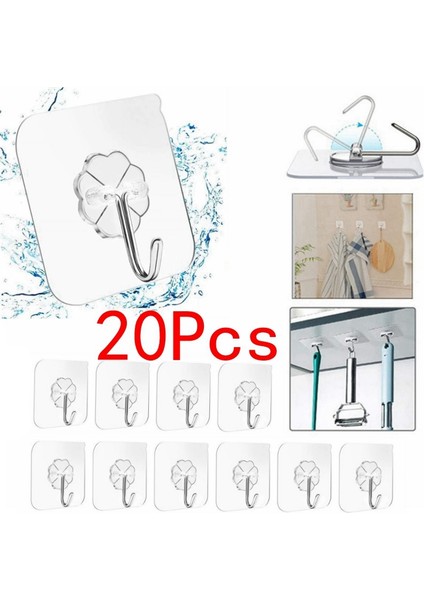 10 Adet 5/10/20 Adet Kapı Kanca Yapışkanlı Duvar Kancaları Şeffaf Kaymaz Traceless Ağır Hizmet Tipi Kanca Banyo Mutfak Duvar Sticker (Yurt Dışından)