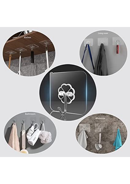 10 Adet 5/10/20 Adet Kapı Kanca Yapışkanlı Duvar Kancaları Şeffaf Kaymaz Traceless Ağır Hizmet Tipi Kanca Banyo Mutfak Duvar Sticker (Yurt Dışından)