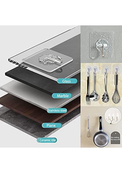 10 Adet 5/10/20 Adet Kapı Kanca Yapışkanlı Duvar Kancaları Şeffaf Kaymaz Traceless Ağır Hizmet Tipi Kanca Banyo Mutfak Duvar Sticker (Yurt Dışından)