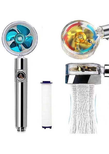 Kırmızı Duş Başlığı Su Tasarrufu Yüksek Basınçlı Turbo Pervane Akışlı Duş Başlığı, Fan Dahili Filtre Yağış Banyo Aksesuarı (Yurt Dışından) modelleri