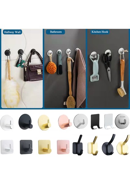 D-Gold Çok Amaçlı Duvar Kanca Kapı Anahtarları Kumaş Ceket Askısı Banyo Havlusu Bornoz Askı Kancası Yapışkanlı Mutfak Donanım Raf Raf Çanta Kanca (Yurt Dışından)