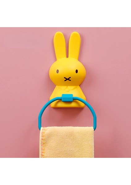 Sarı Deliksiz Banyo Havlusu Askısı Plastik Raf Basit Havlu Askısı, Havlu Askısı Banyo Çocuk Karikatür Tavşan Havlu Askısı (Yurt Dışından)