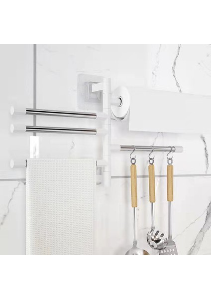 Stil 4 Banyo Havlu Askısı Dönebilen Havlu Tutucu Uzay Alüminyum 2/3/4/5-Bar Havlu Askısı Mutfak Rafı Kağıt Asılı Duvara Monte (Yurt Dışından)