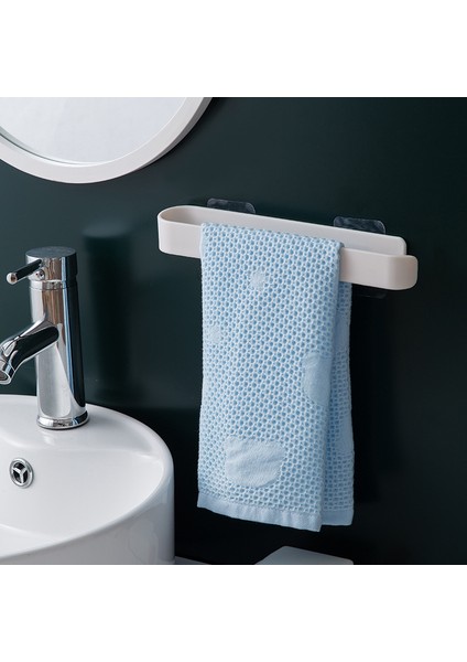 Beyaz Havlu Askısı Duvara Monte Punch- Çok Fonksiyonlu Banyo Havlusu Depolama Rafı Yer Kaplamaz Banyo Aksesuarları (Yurt Dışından)