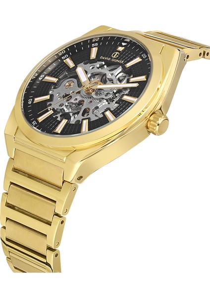 Davıd Guner Sarı Kaplamalı Siyah Kadranlı Erkek Kol Saati DG-8653GA-B2 modelleri