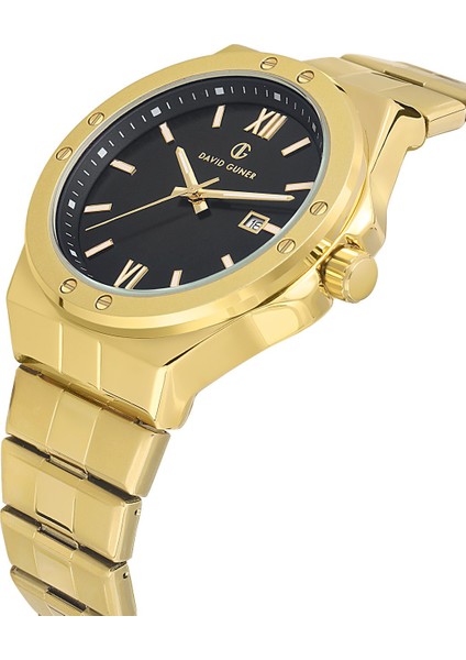 Davıd Guner Sarı Kaplamalı Siyah Kadranlı Erkek Kol Saati DG-8608GA-B2 modelleri