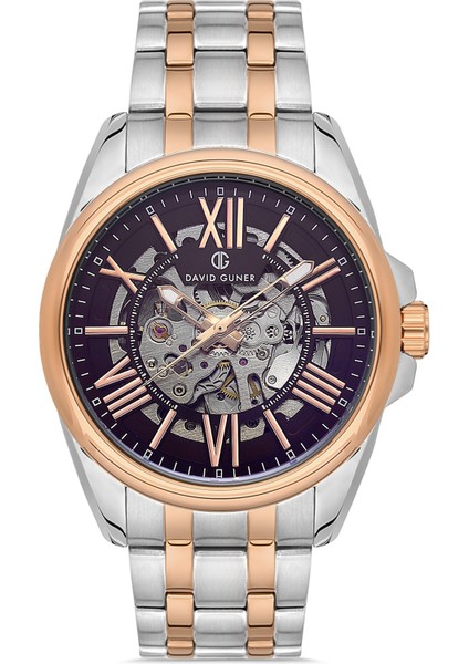 Davıd Guner Rose Beyaz Kaplamalı Kahverengi Kadranlı Erkek Kol Saati DG-8267GA-E6
