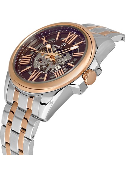 Davıd Guner Rose Beyaz Kaplamalı Kahverengi Kadranlı Erkek Kol Saati DG-8267GA-E6 modelleri