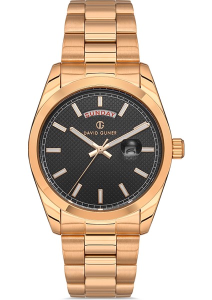Davıd Guner Rose Kaplamalı Siyah Kadranlı Erkek Kol Saati DG-8493GA-C2