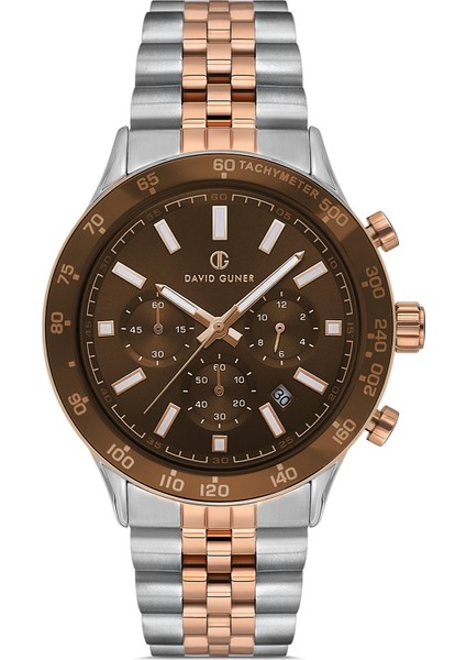 Davıd Guner Rose Beyaz Kaplamalı Kahverengi Kadranlı Erkek Kol Saati DG-8666GA-E6