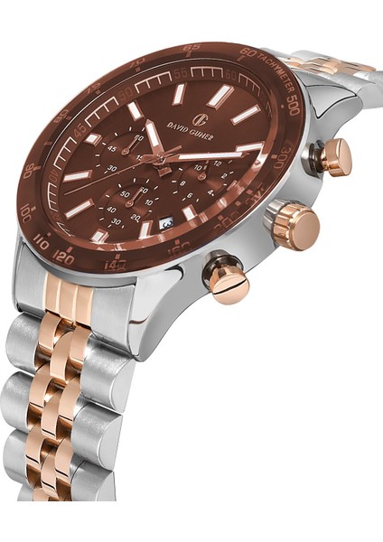 Davıd Guner Rose Beyaz Kaplamalı Kahverengi Kadranlı Erkek Kol Saati DG-8666GA-E6 modelleri