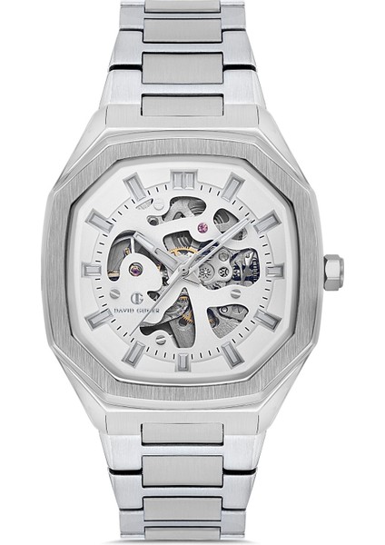 Davıd Guner Gümüş Kaplamalı Beyaz Kadranlı Erkek Kol Saati DG-8501GA-A1