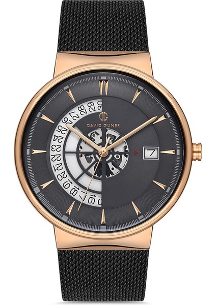 Davıd Guner Rose Siyah Kaplamalı Siyah Kadranlı Erkek Kol Saati DG-8309GC-R2