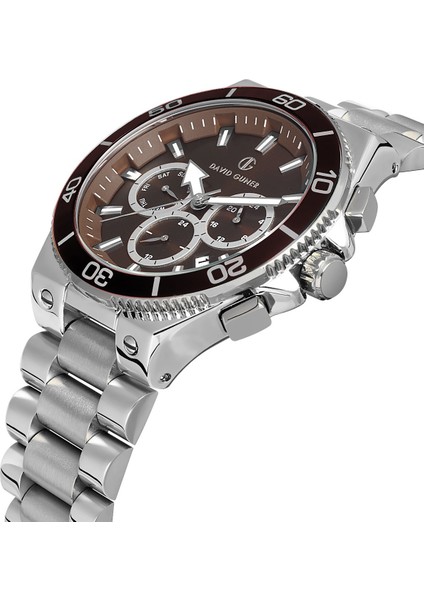 Davıd Guner Gümüş Kaplamalı Bordo Kadranlı Erkek Kol Saati DG-8654GA-A8 modelleri