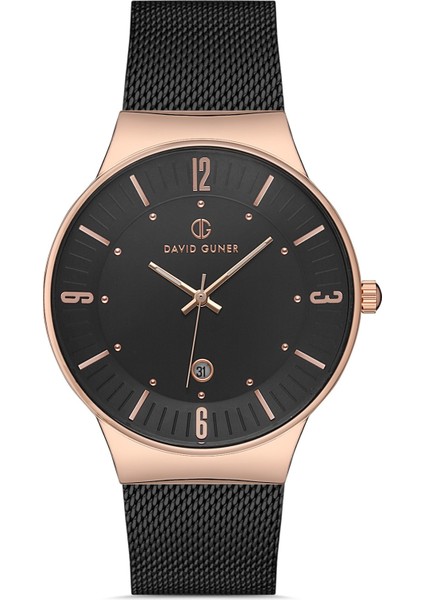 Davıd Guner Rose Siyah Kaplamalı Siyah Kadranlı Erkek Kol Saati DG-8214GC-R2