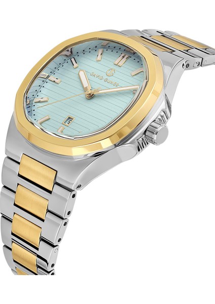 Davıd Guner Sarı Beyaz Kaplamalı Turkuaz Kadranlı Erkek Kol Saati DG-8755GA-D15 modelleri