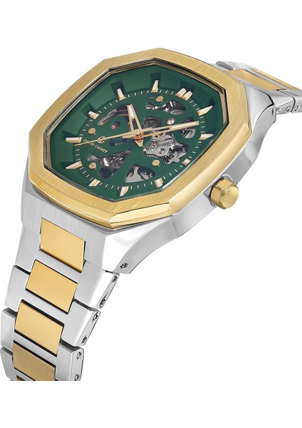 Davıd Guner Sarı Beyaz Kaplamalı Yeşil Kadranlı Erkek Kol Saati DG-8501GA-D10 modelleri